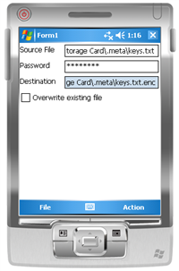 Encryption tool (.NET Compact Framework) screenshot