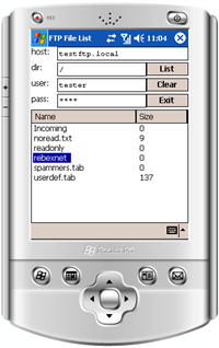FTP file list (.NET Compact Framework) screenshot