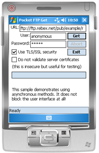 PocketGet - FTP downloader (.NET Compact Framework) screenshot
