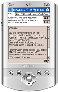 FtpWebRequest pluggable protocol sample (.NET Compact Framework) screenshot