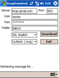 IMAP downloader for Pocket PC and Windows Mobile screenshot
