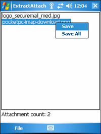 Extract attachments for Pocket PC and Windows Mobile screenshot