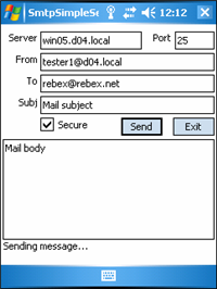 Simple SMTP mail sender for Pocket PC and Windows Mobile screenshot