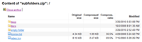 Web ZIP archive browser screenshot